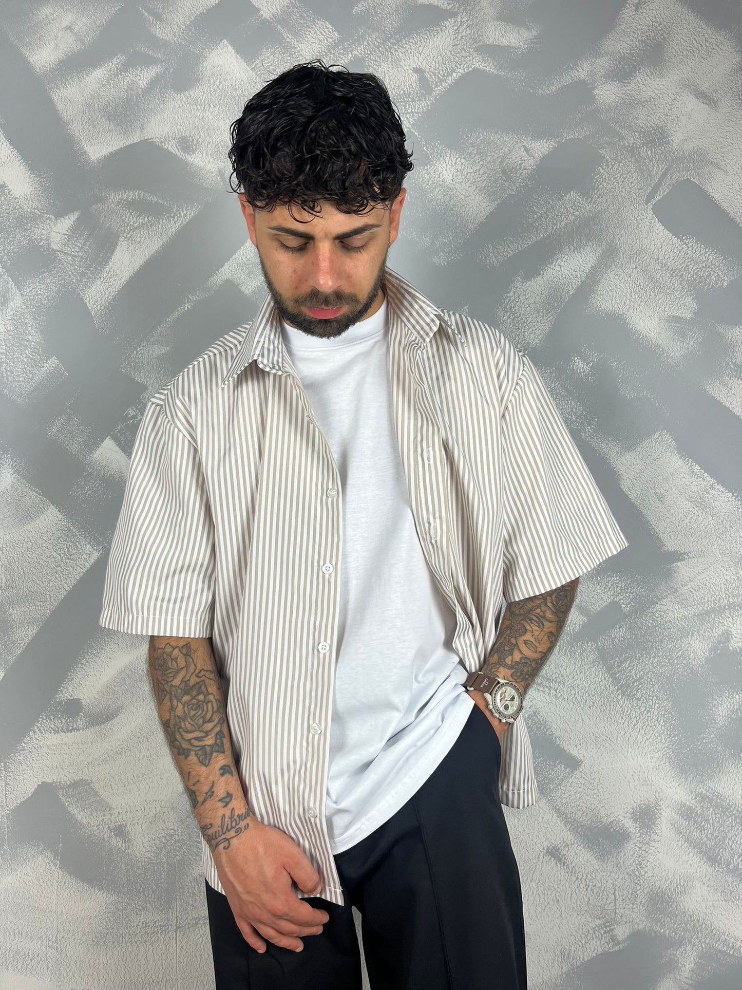 CAMICIA 1/2 MANICA A RIGHE