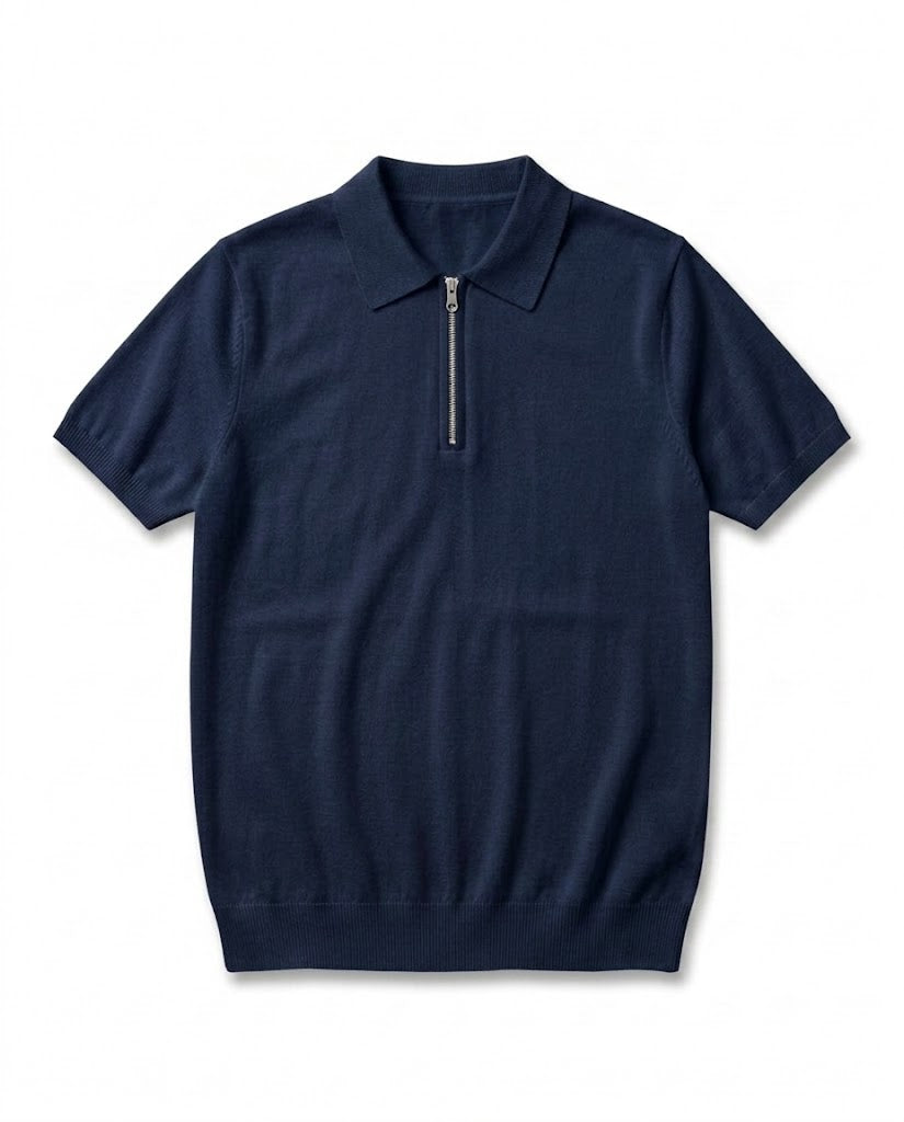 POLO FILO ZIP BLU