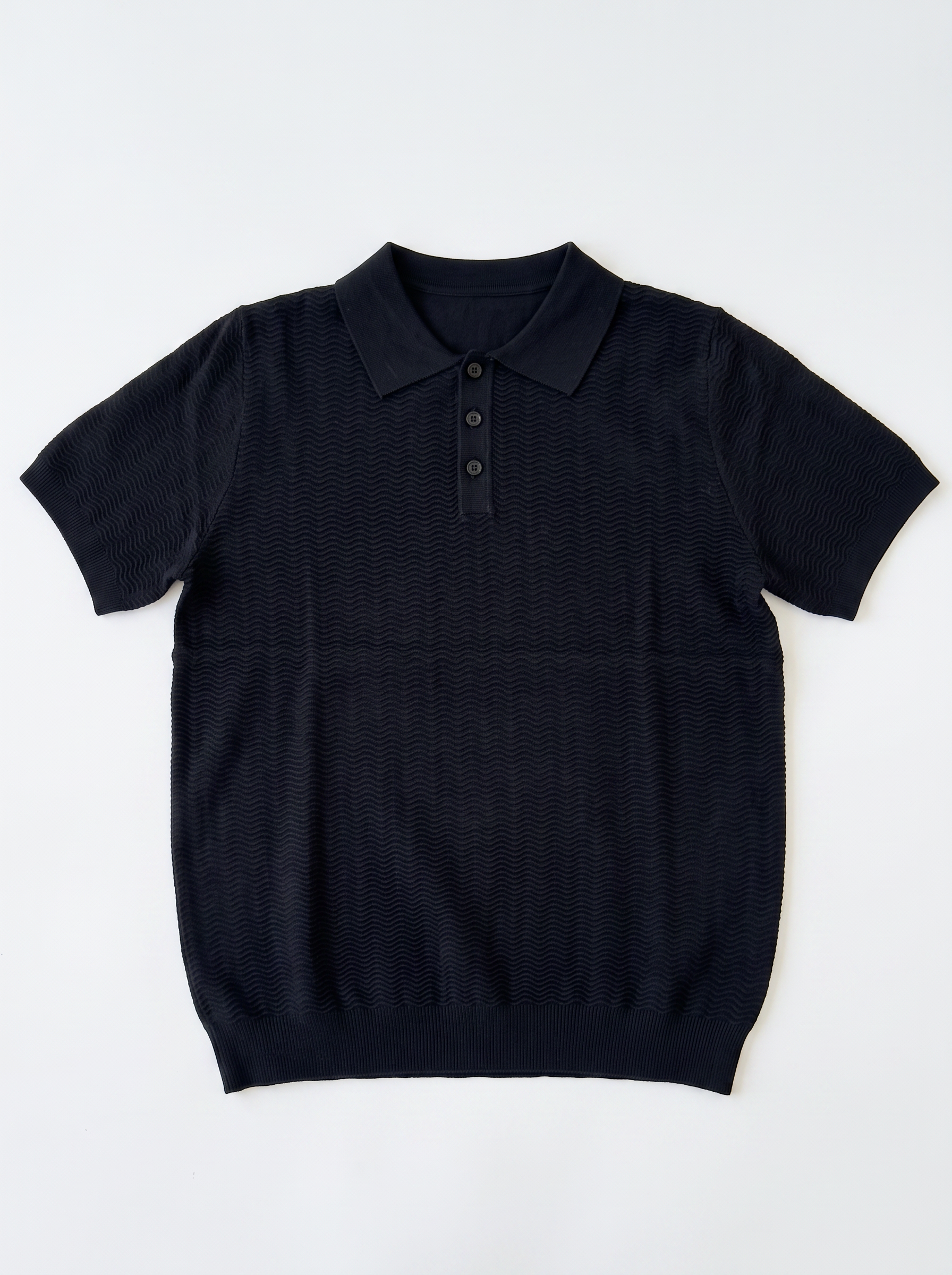 POLO FILO ONDULATO NERO