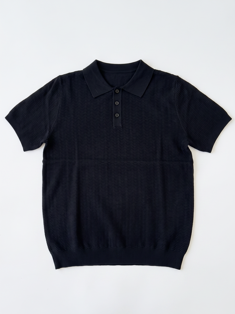 POLO FILO ONDULATO NERO