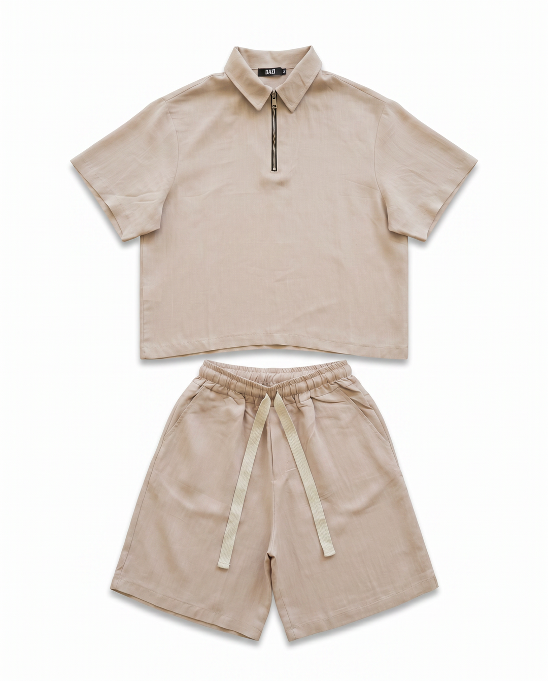 COORDINATO LINO ZIP BEIGE