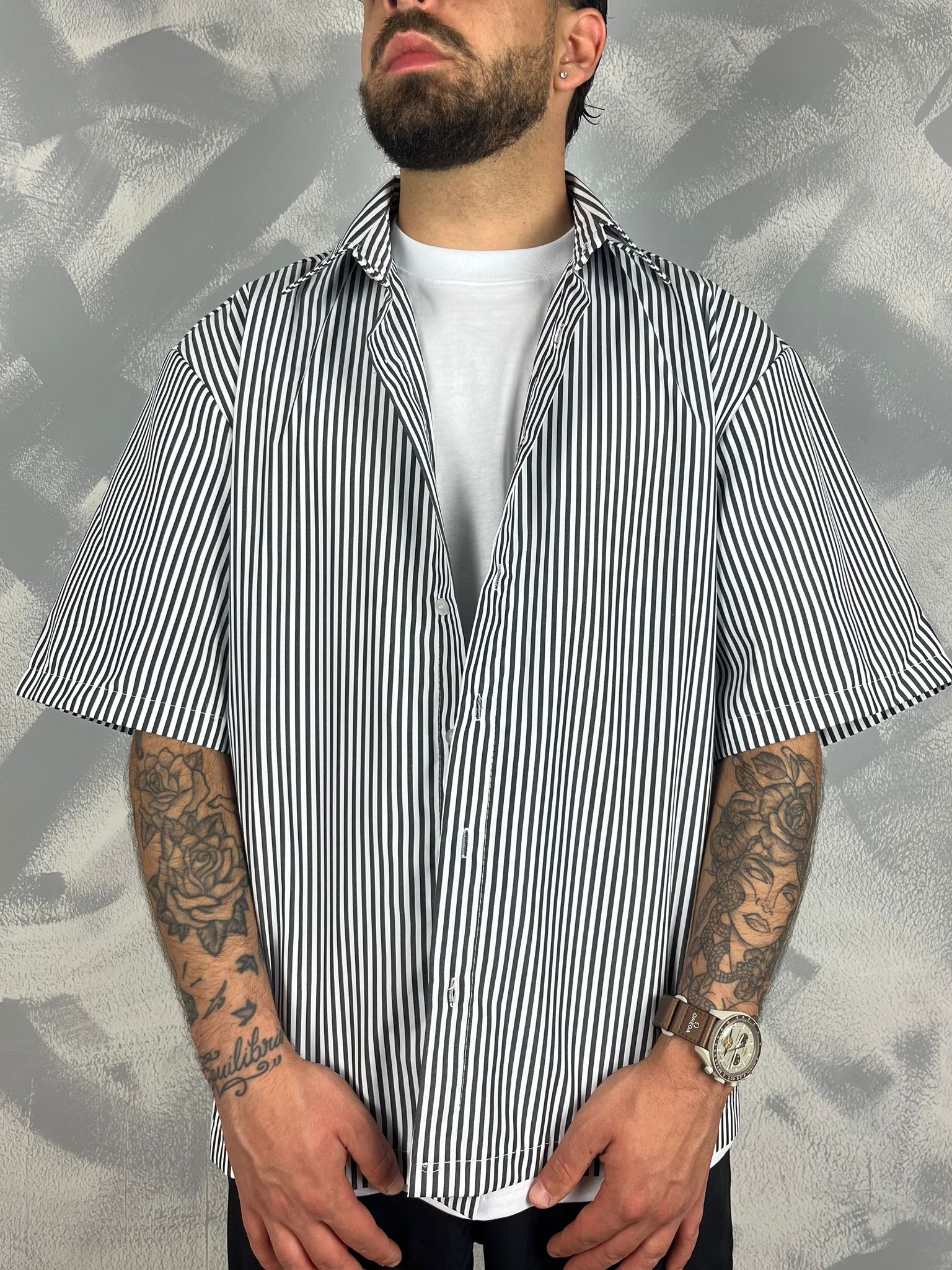 CAMICIA 1/2 MANICA A RIGHE