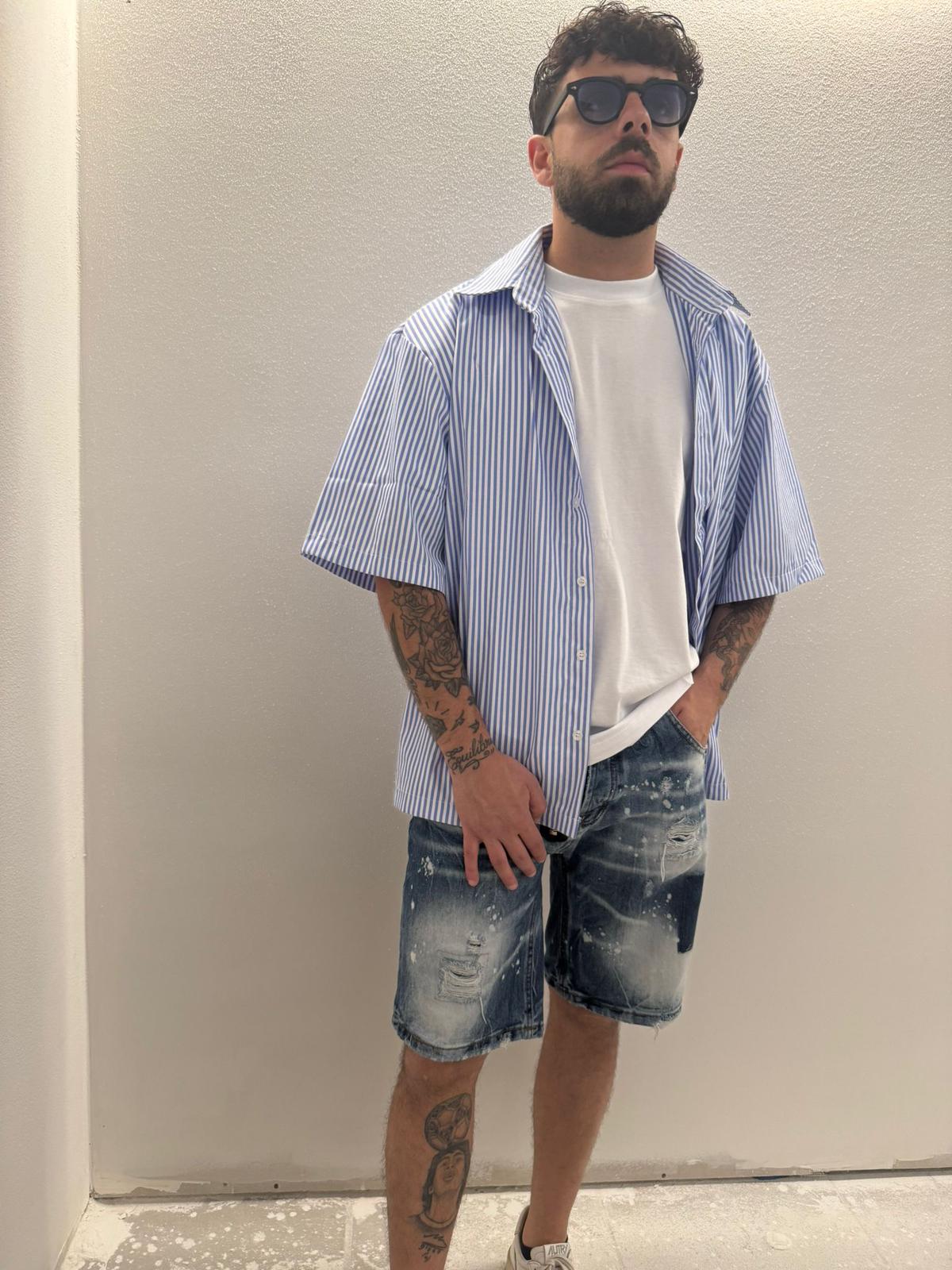 CAMICIA 1/2 MANICA A RIGHE