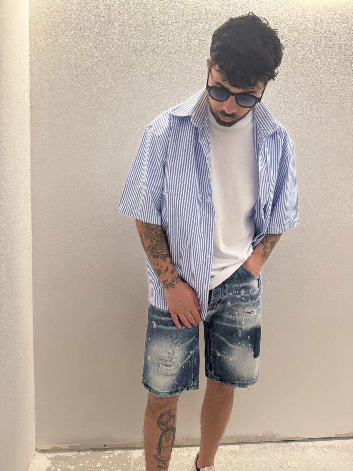 CAMICIA 1/2 MANICA A RIGHE