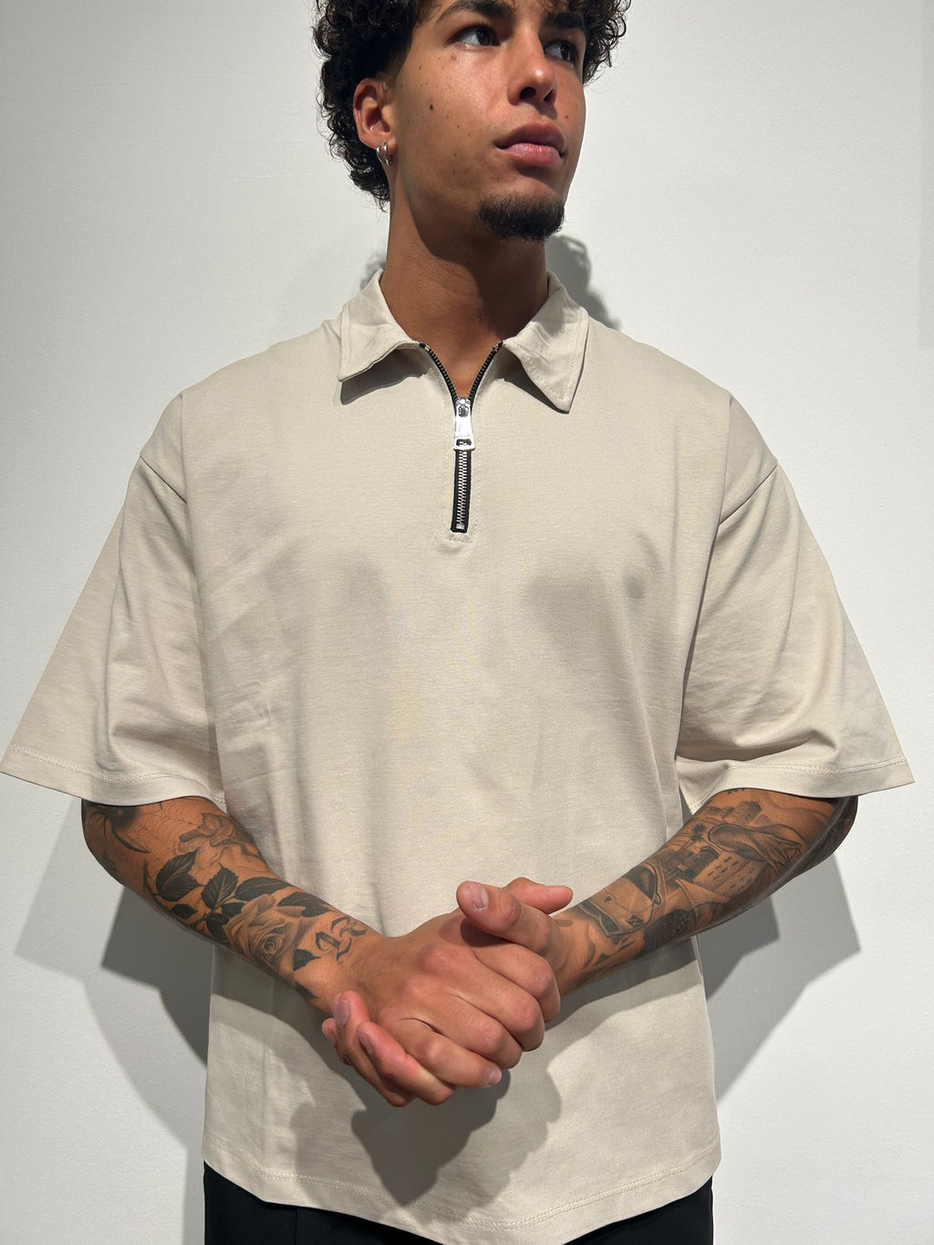 T-SHIRT ZIP BEIGE
