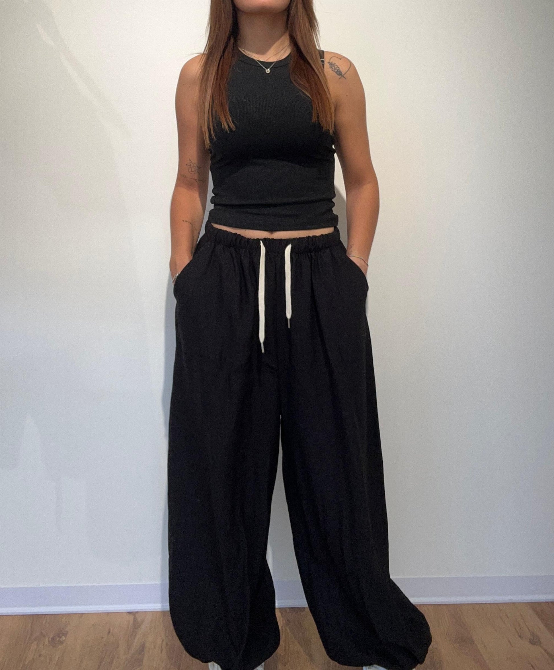 PANTALONE LINO NERO