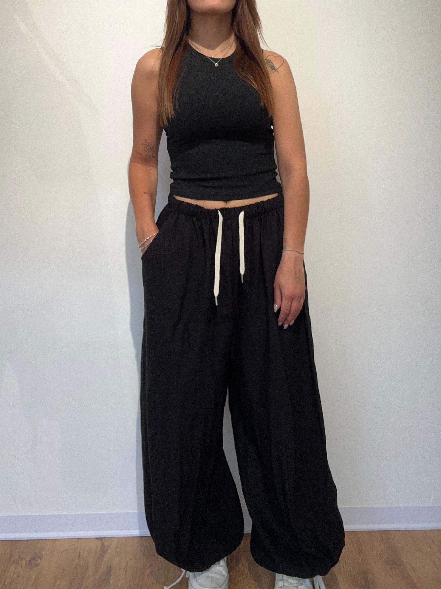 PANTALONE LINO NERO