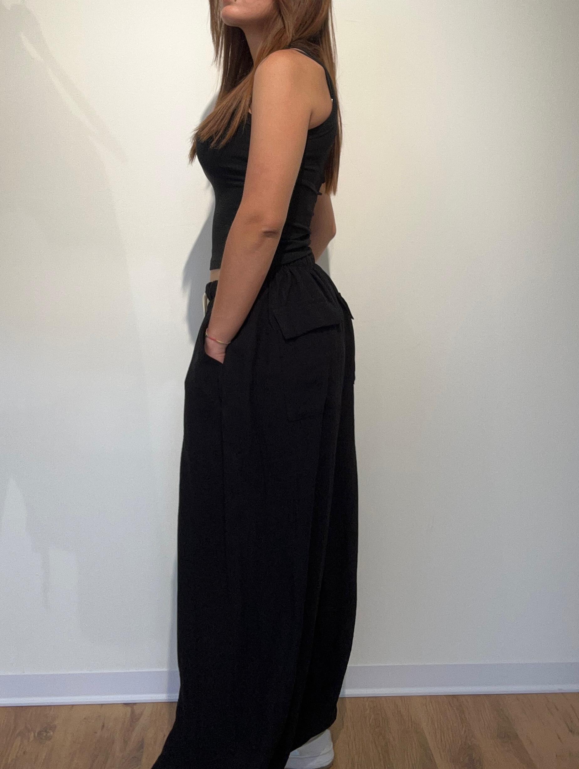 PANTALONE LINO NERO