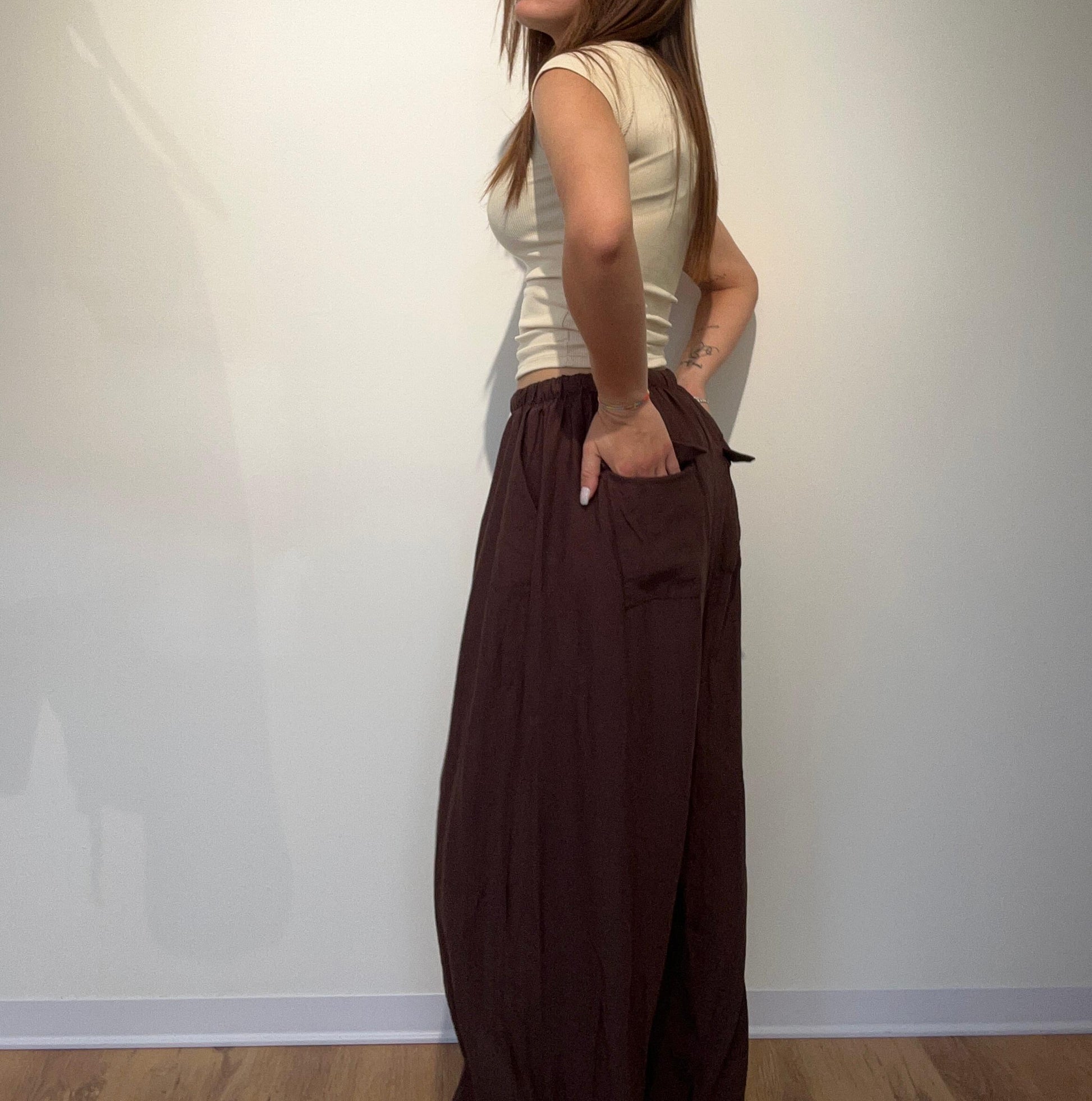 PANTALONE LINO MARRONE