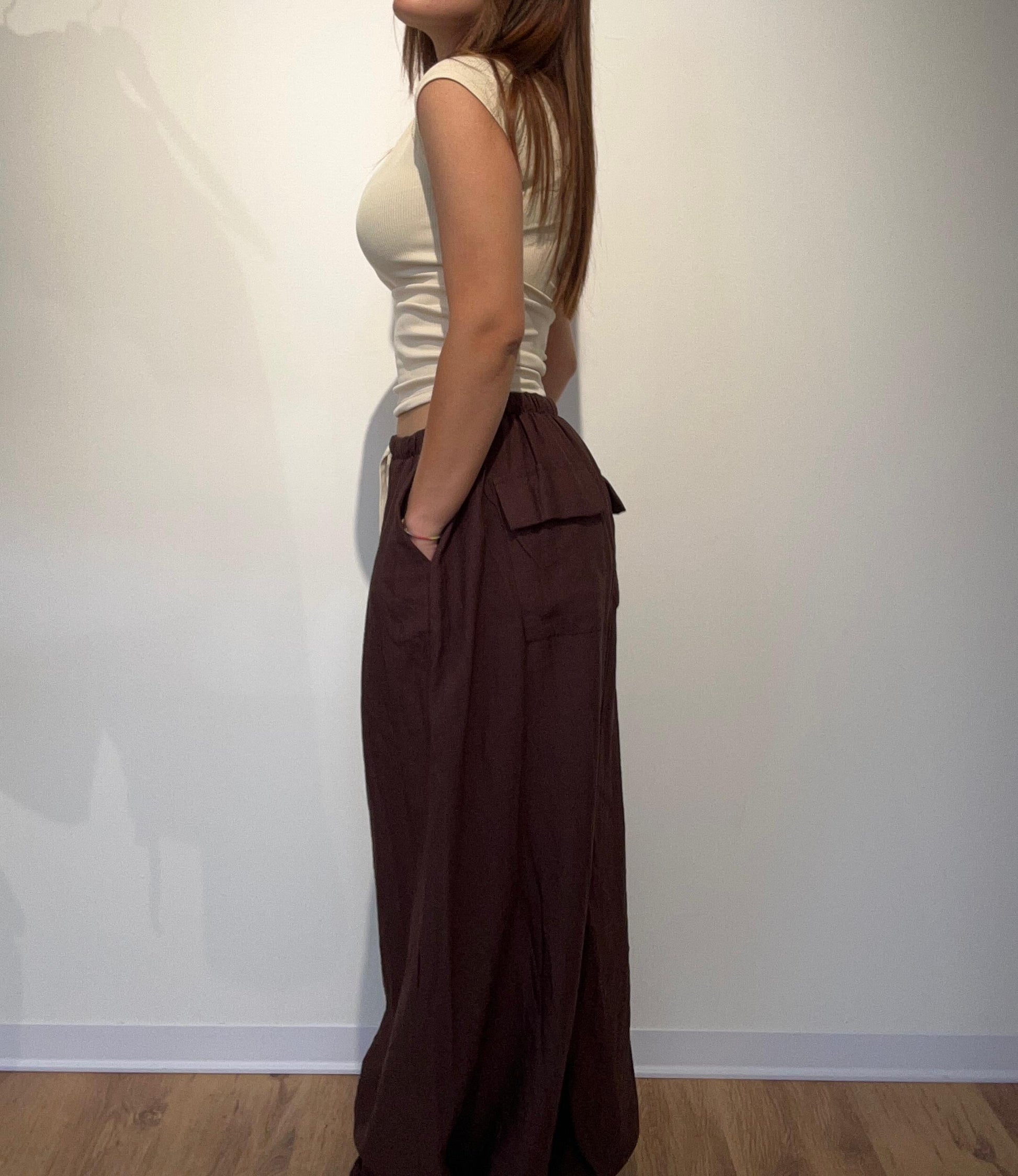 PANTALONE LINO MARRONE