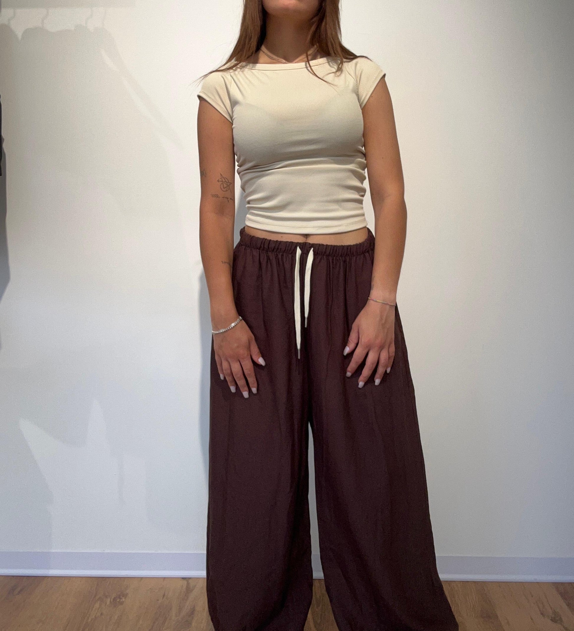 PANTALONE LINO MARRONE