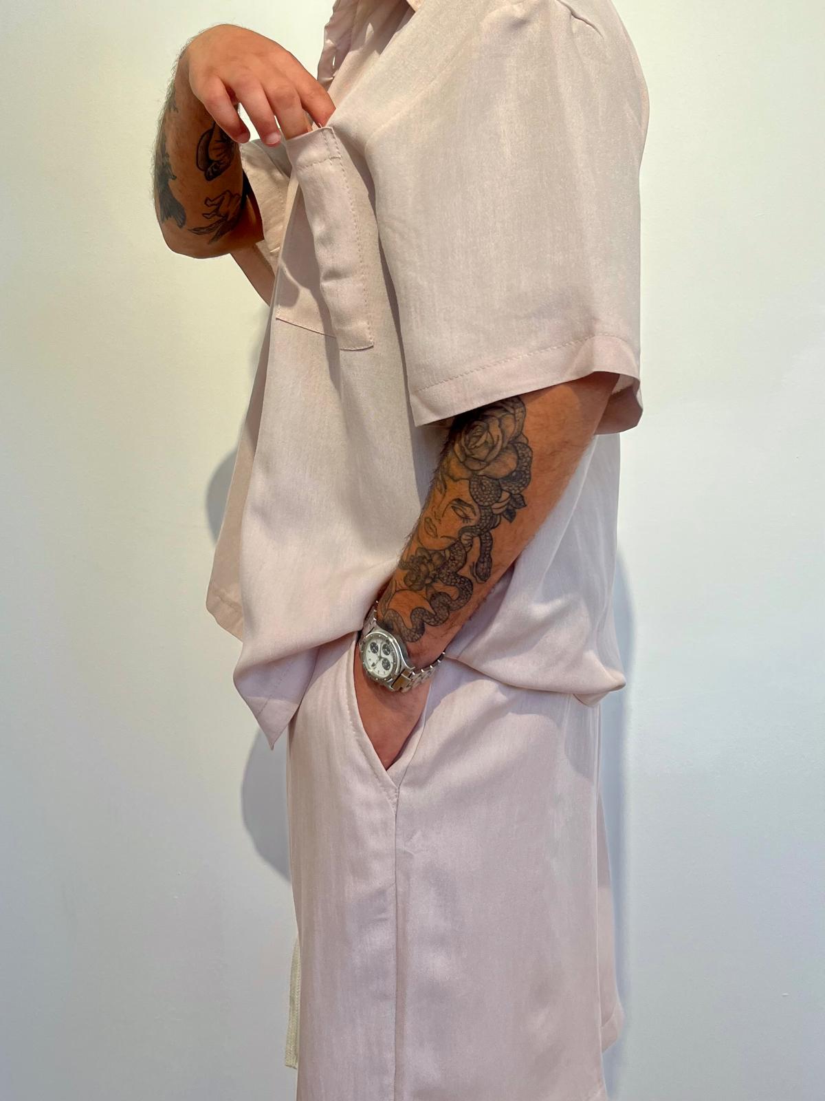 COORDINATO CORTO IN LINO BEIGE