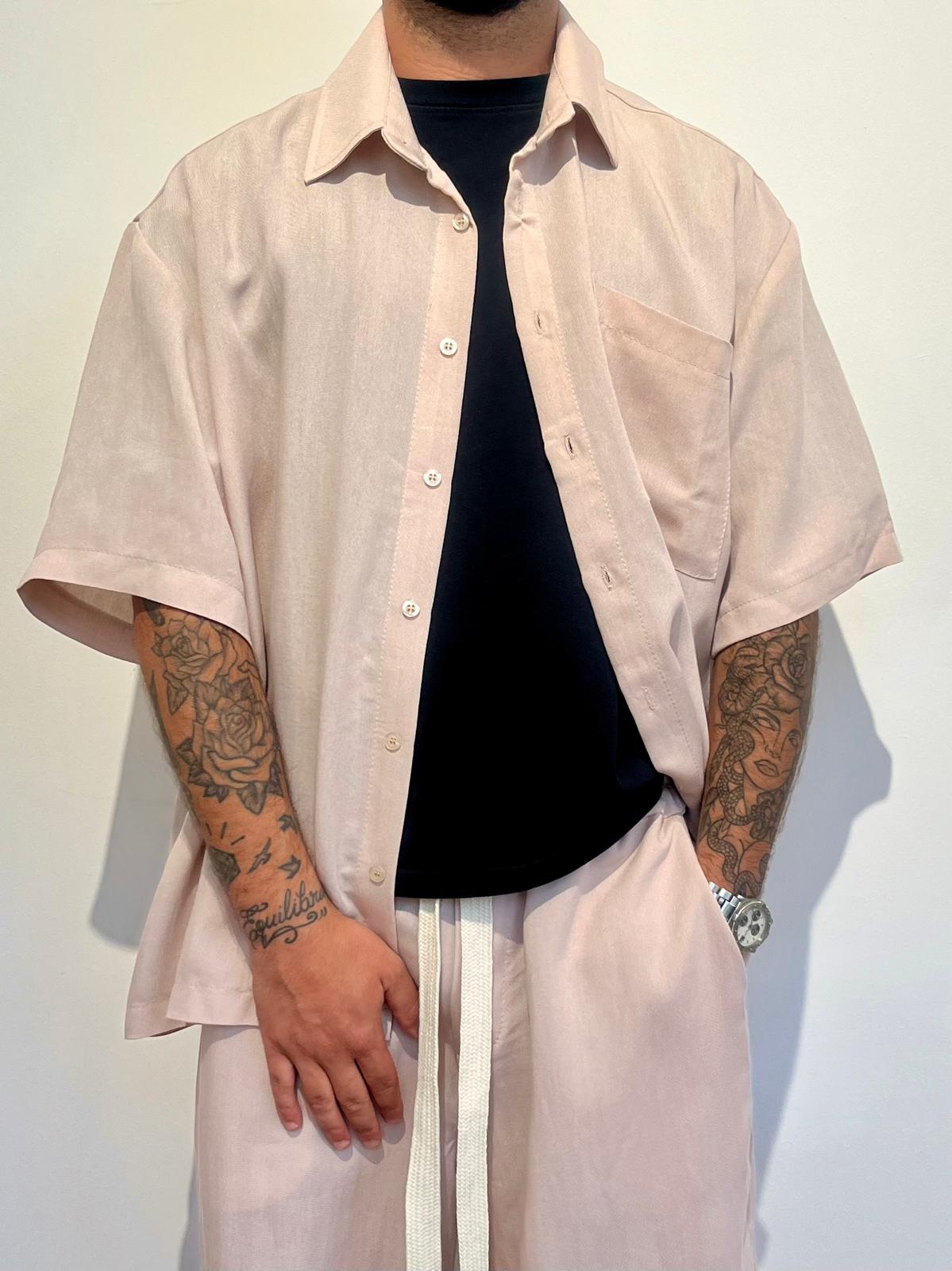 COORDINATO CORTO IN LINO BEIGE