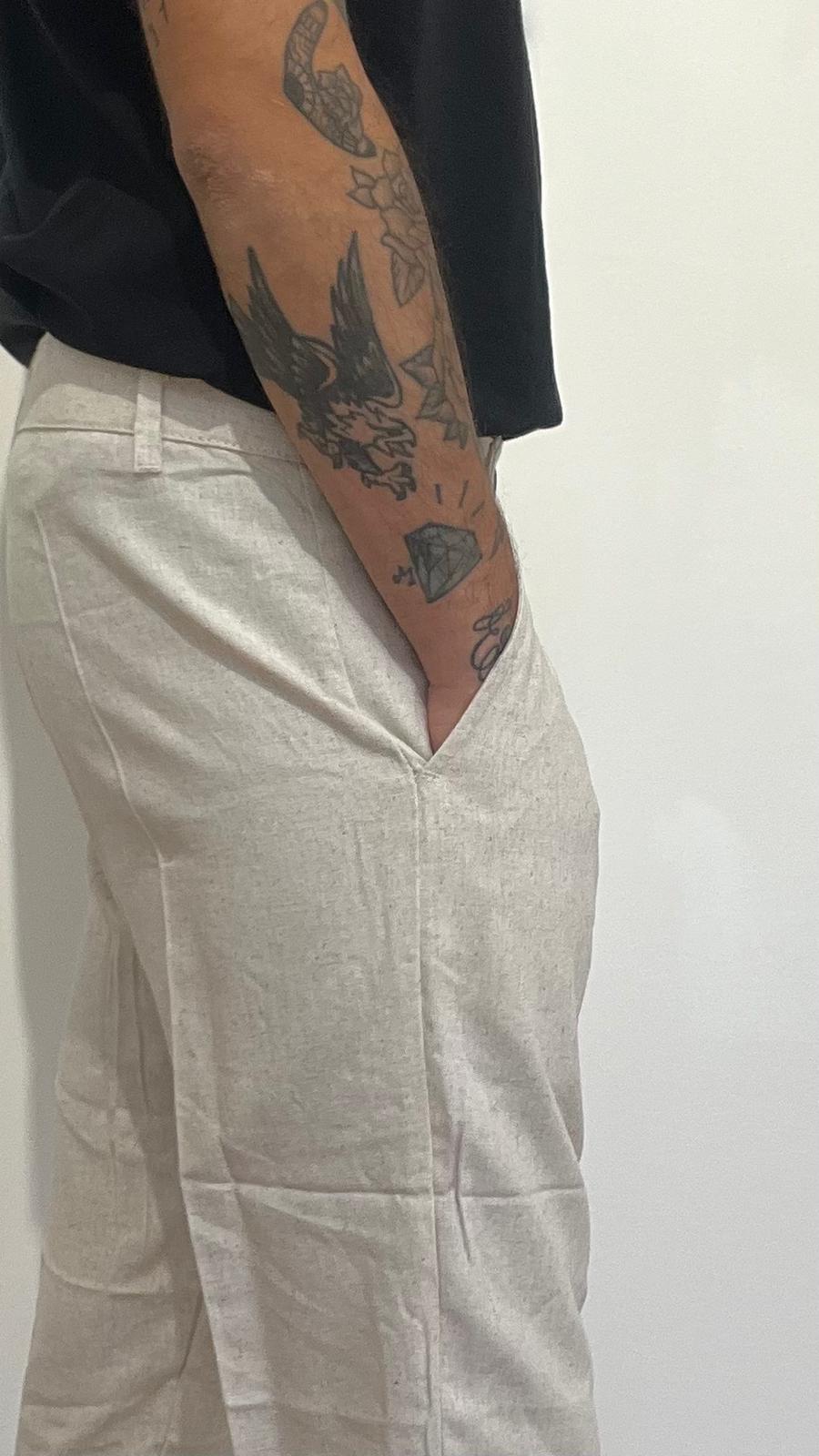 PANTALONE IN LINO REGULAR BEIGE
