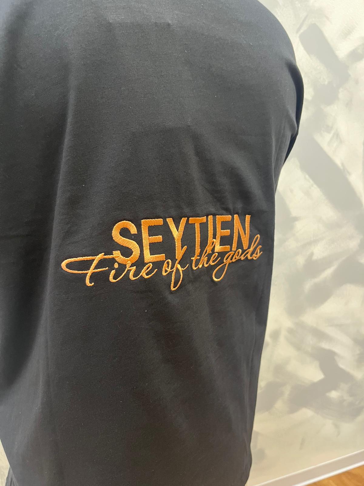 T-SHIRT SEYTIEN  S/S 2025 NERO CON CUCITURA ALBICOCCA