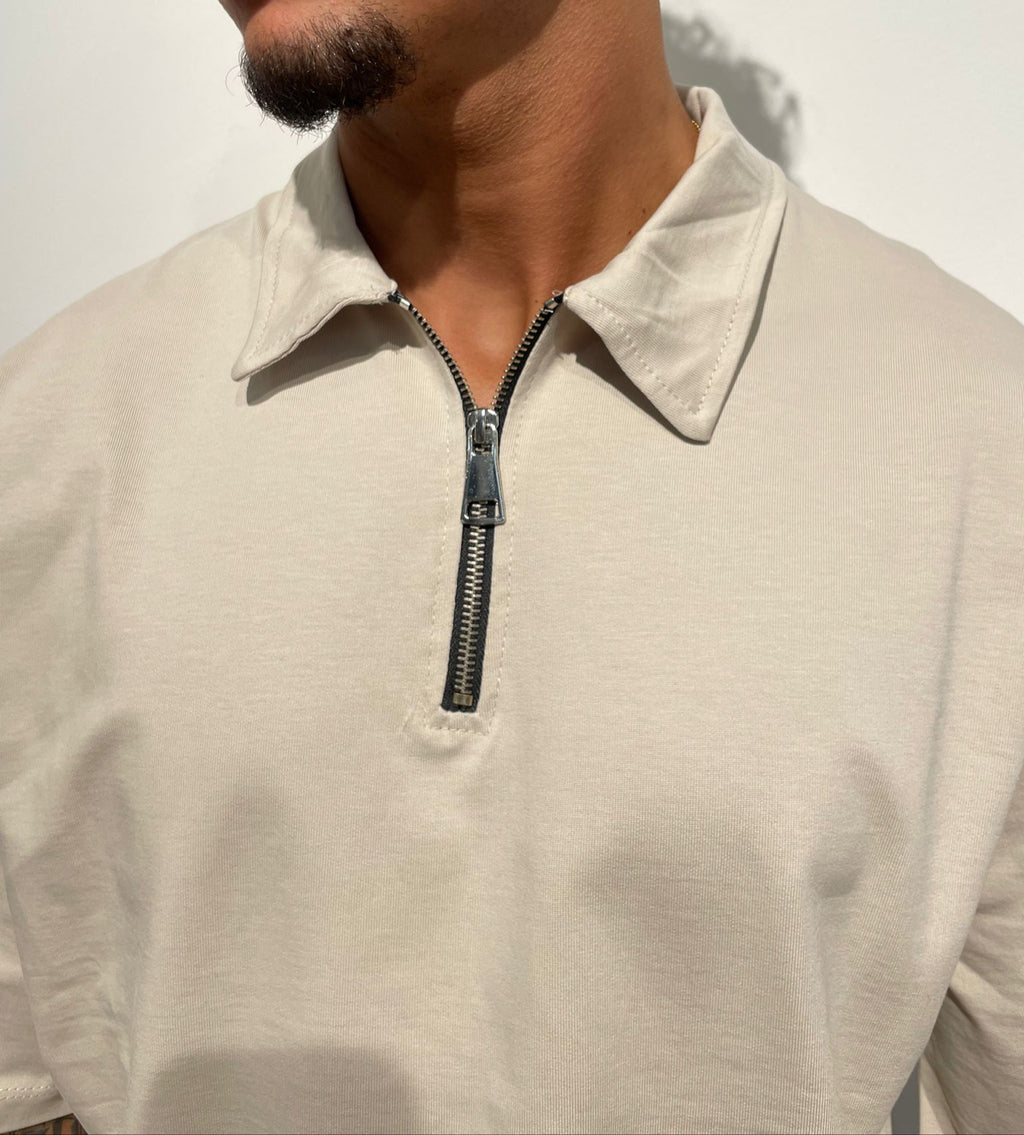 T-SHIRT ZIP BEIGE
