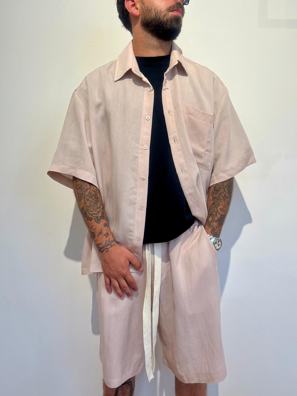 COORDINATO CORTO IN LINO BEIGE