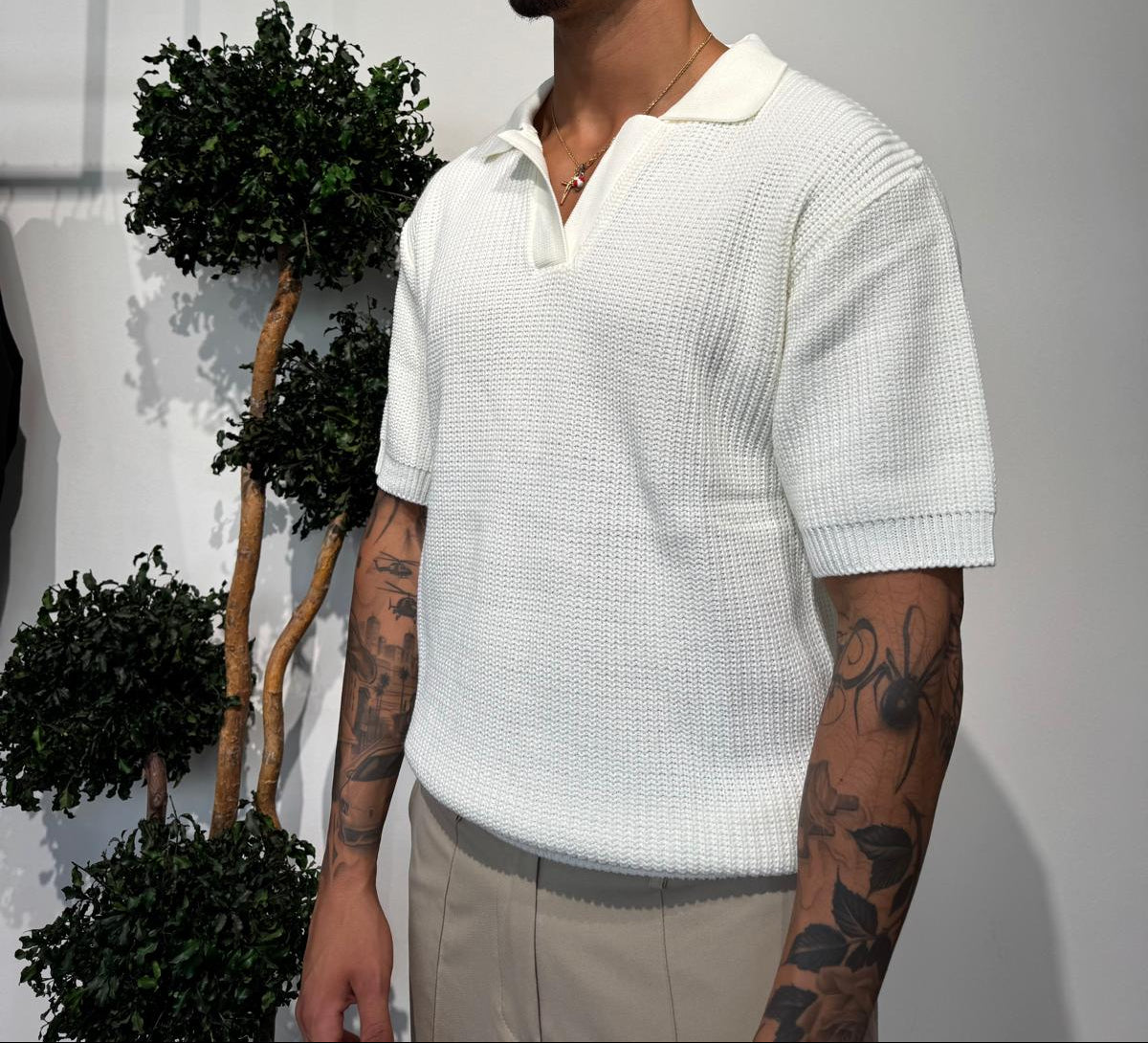T-SHIRT POLO TAGLIO BIANCO