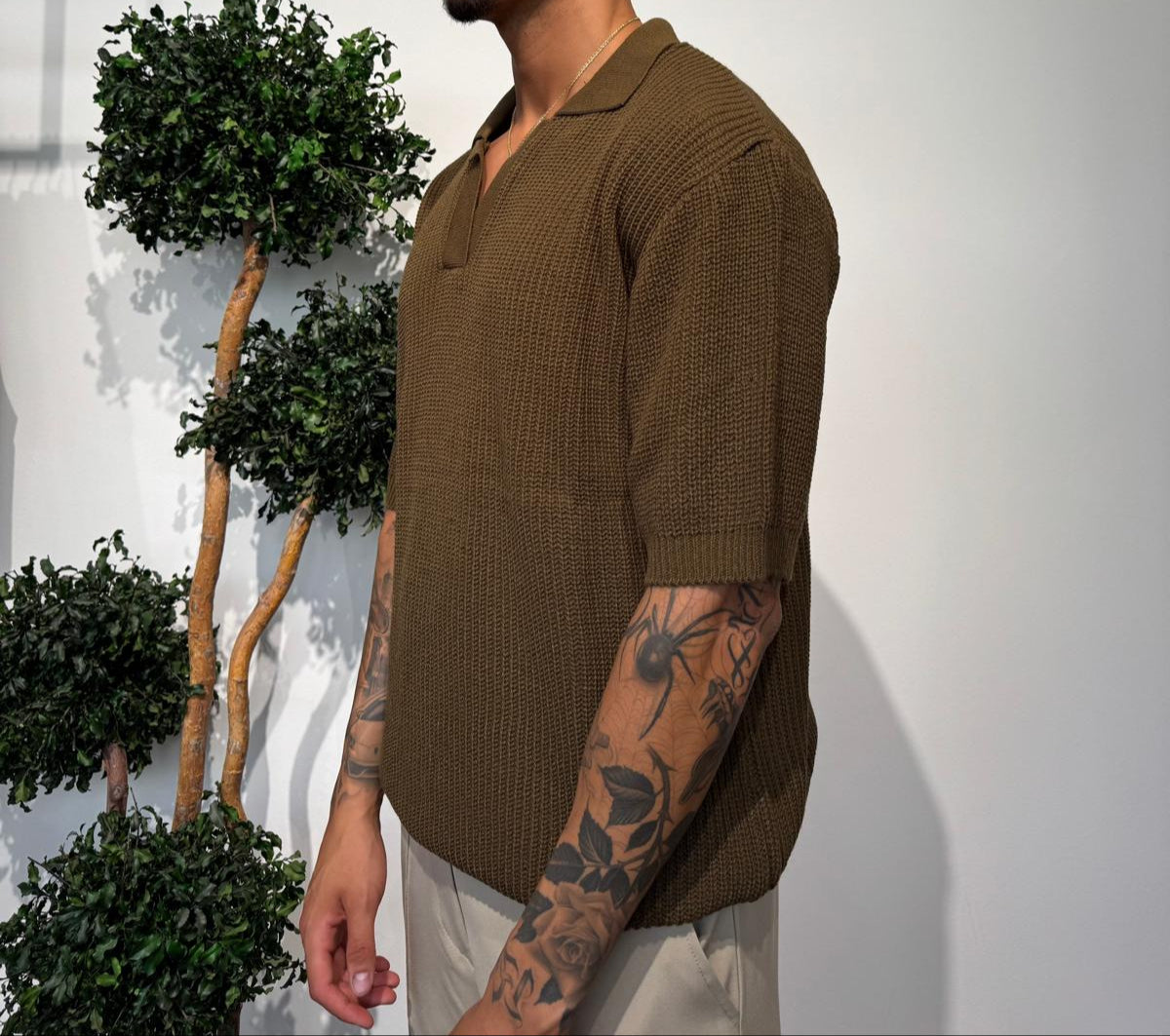 T-SHIRT POLO TAGLIO MARRONE