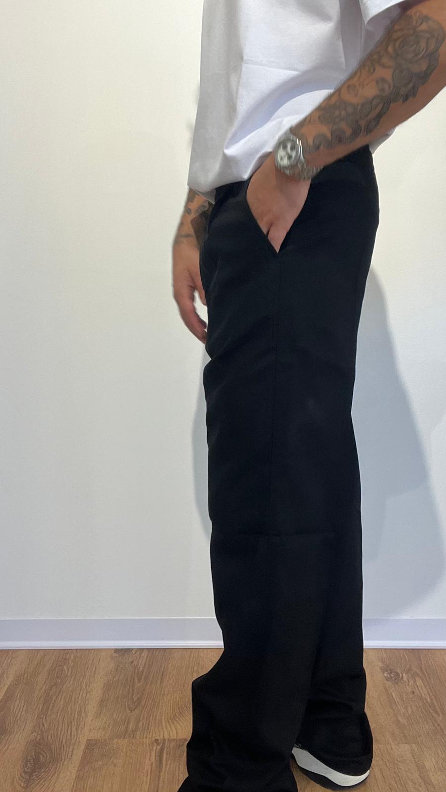 PANTALONE IN LINO NERO fondo ampio