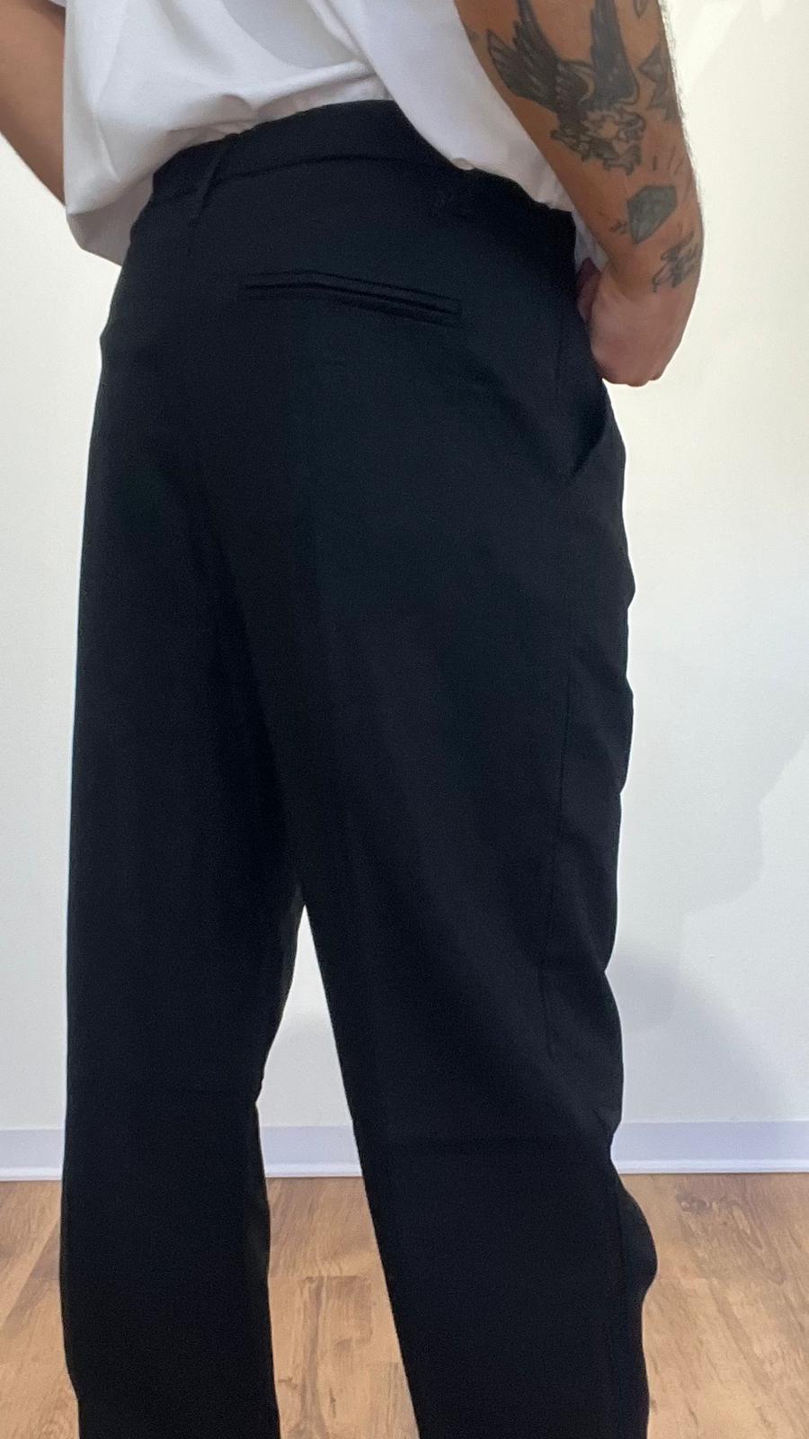 PANTALONE IN LINO NERO fondo ampio