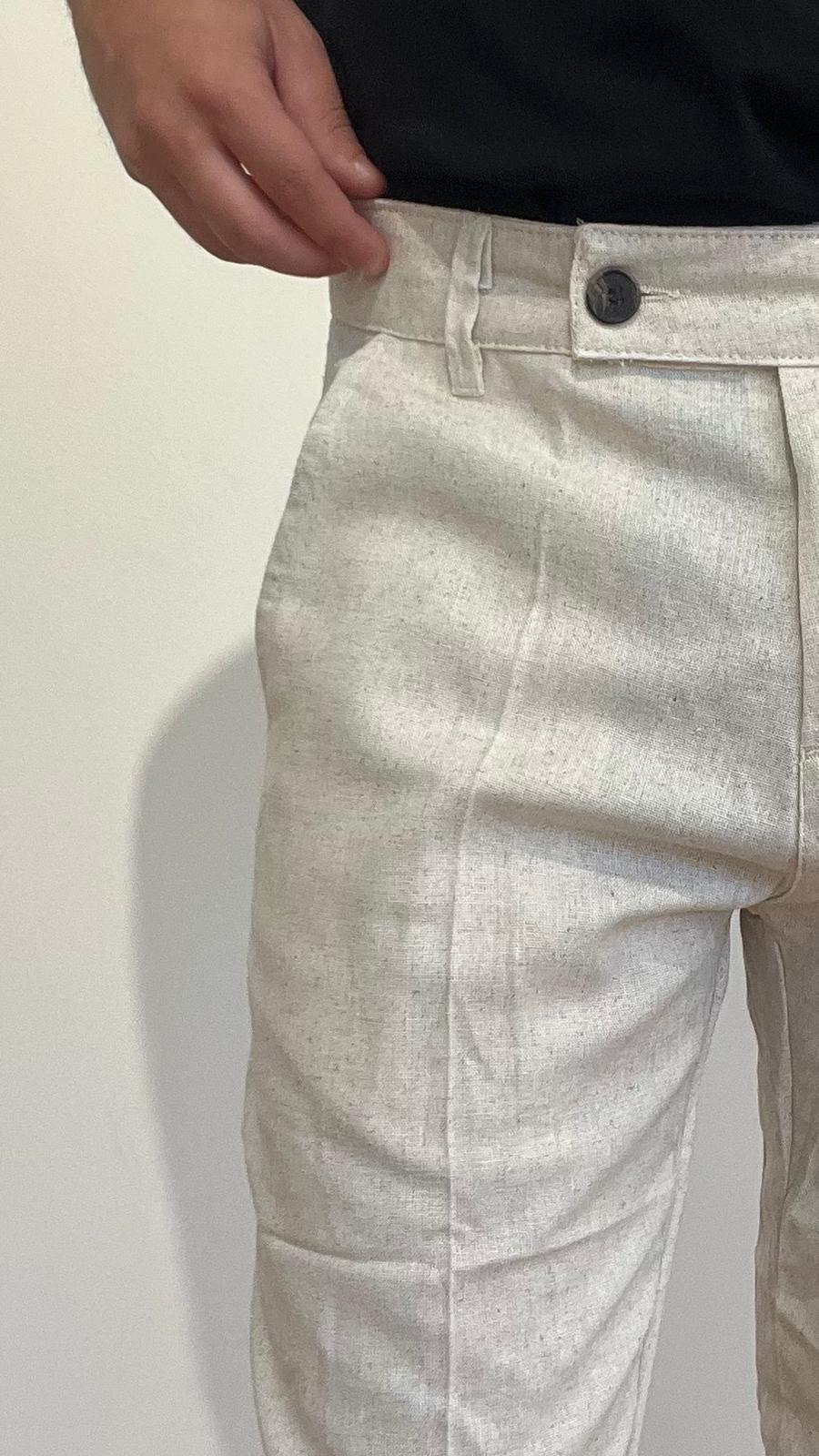 PANTALONE IN LINO REGULAR BEIGE
