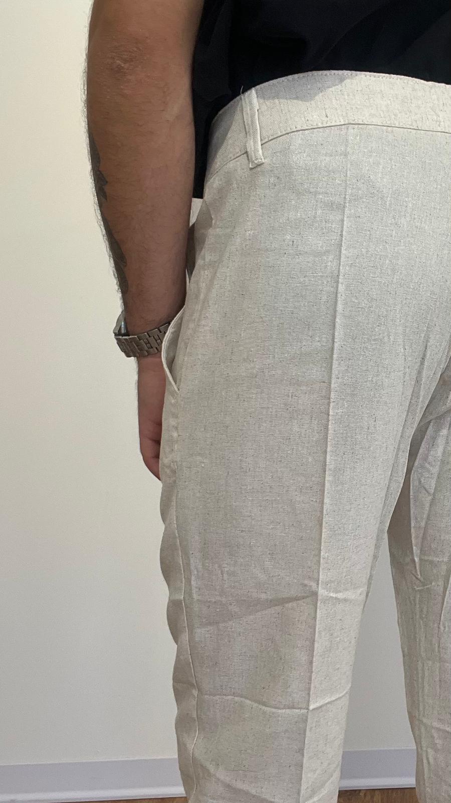 PANTALONE IN LINO REGULAR BEIGE