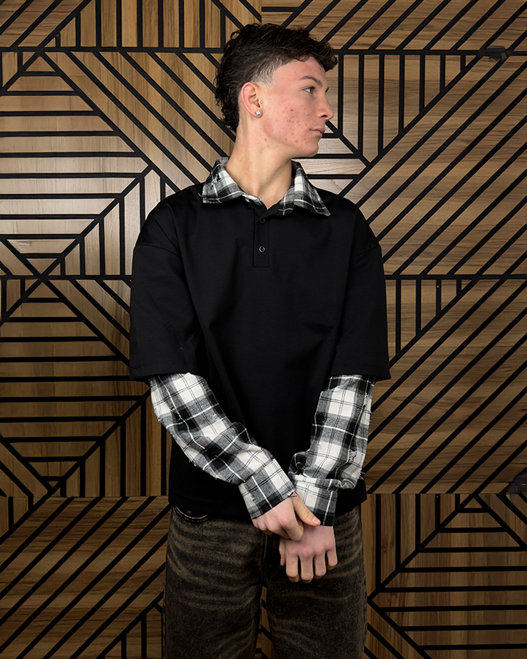 LONGSLEEVE CAMICIA BIANCO E NERO 