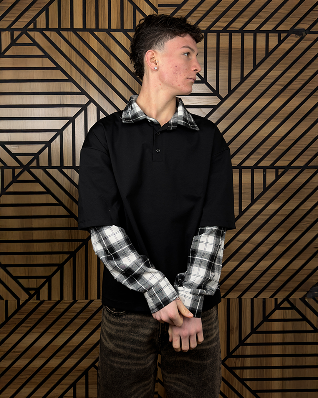LONGSLEEVE CAMICIA BIANCO E NERO 