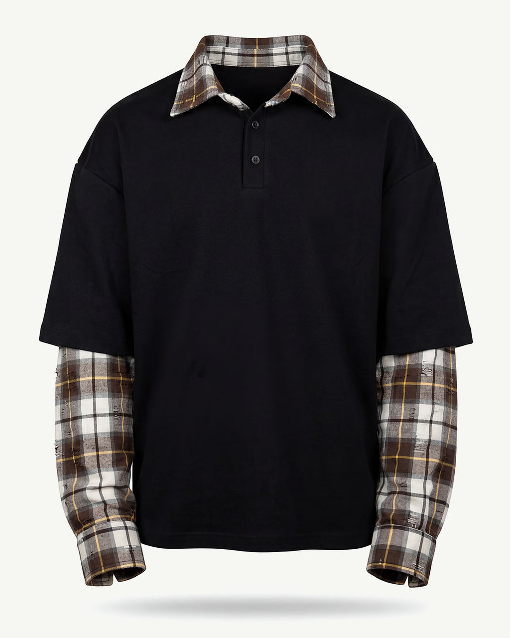LONGSLEEVE CAMICIA MARRONE BIANCO 