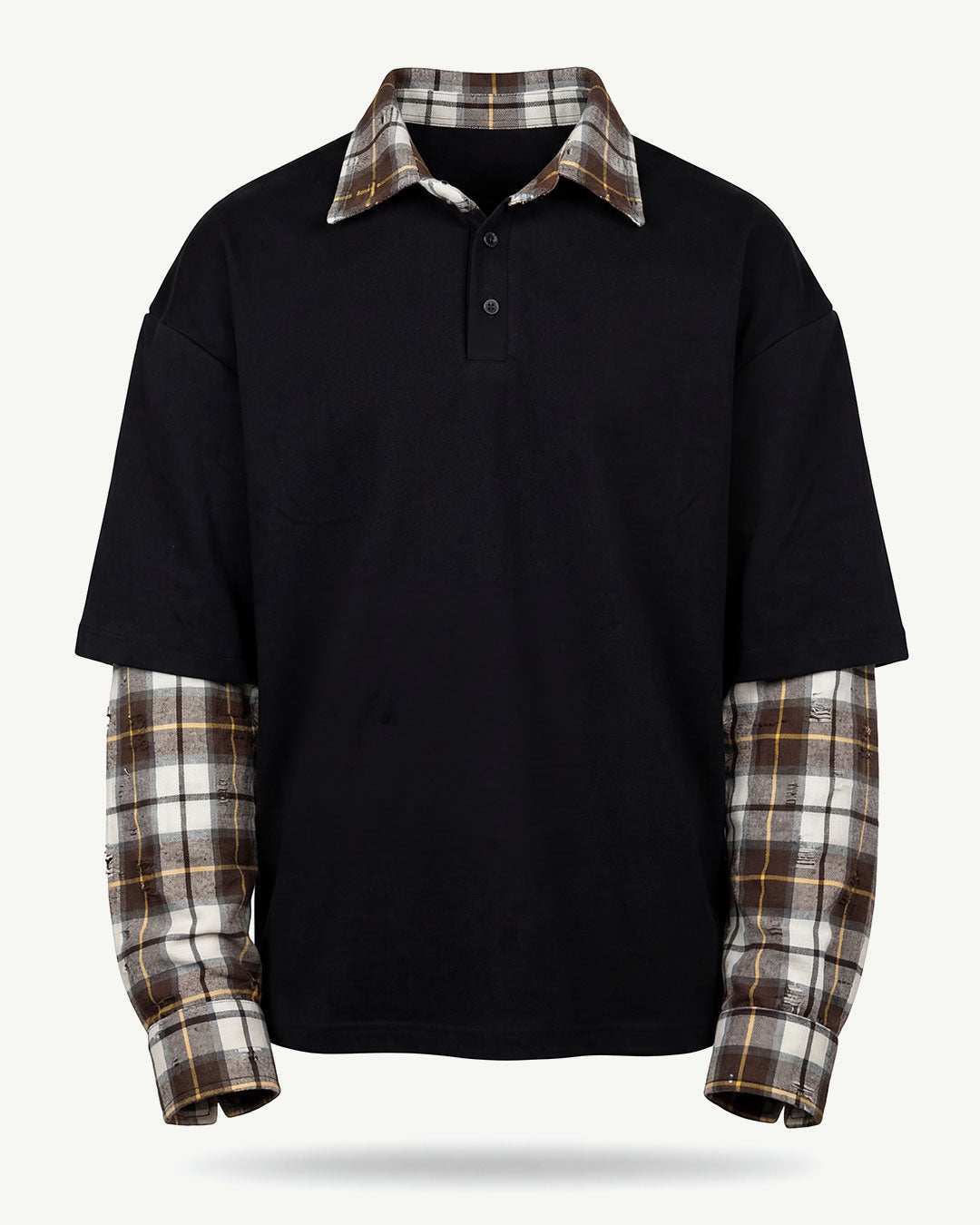 LONGSLEEVE CAMICIA MARRONE BIANCO 