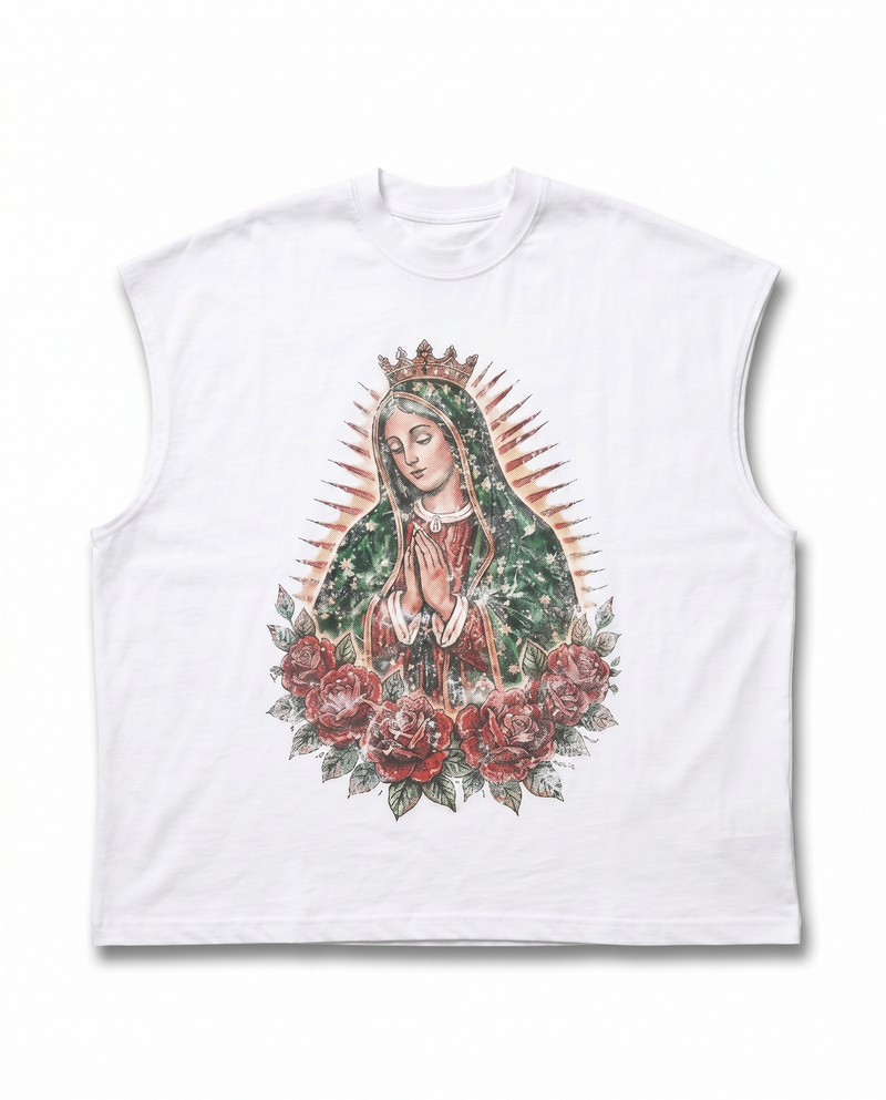 T-SHIRT SMANICO MADONNA BIANCO
