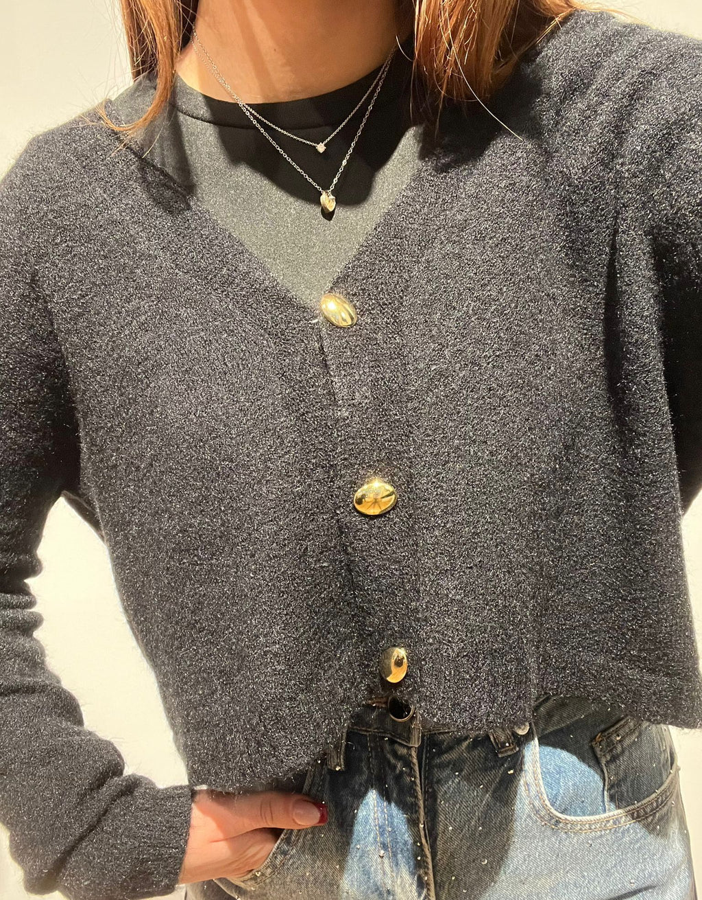 CARDIGAN CROP NERO