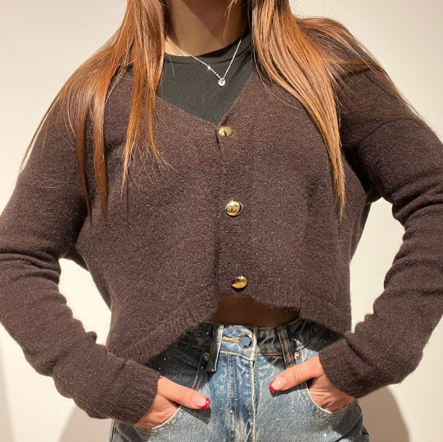 CARDIGAN CROP CIOCCOLATO