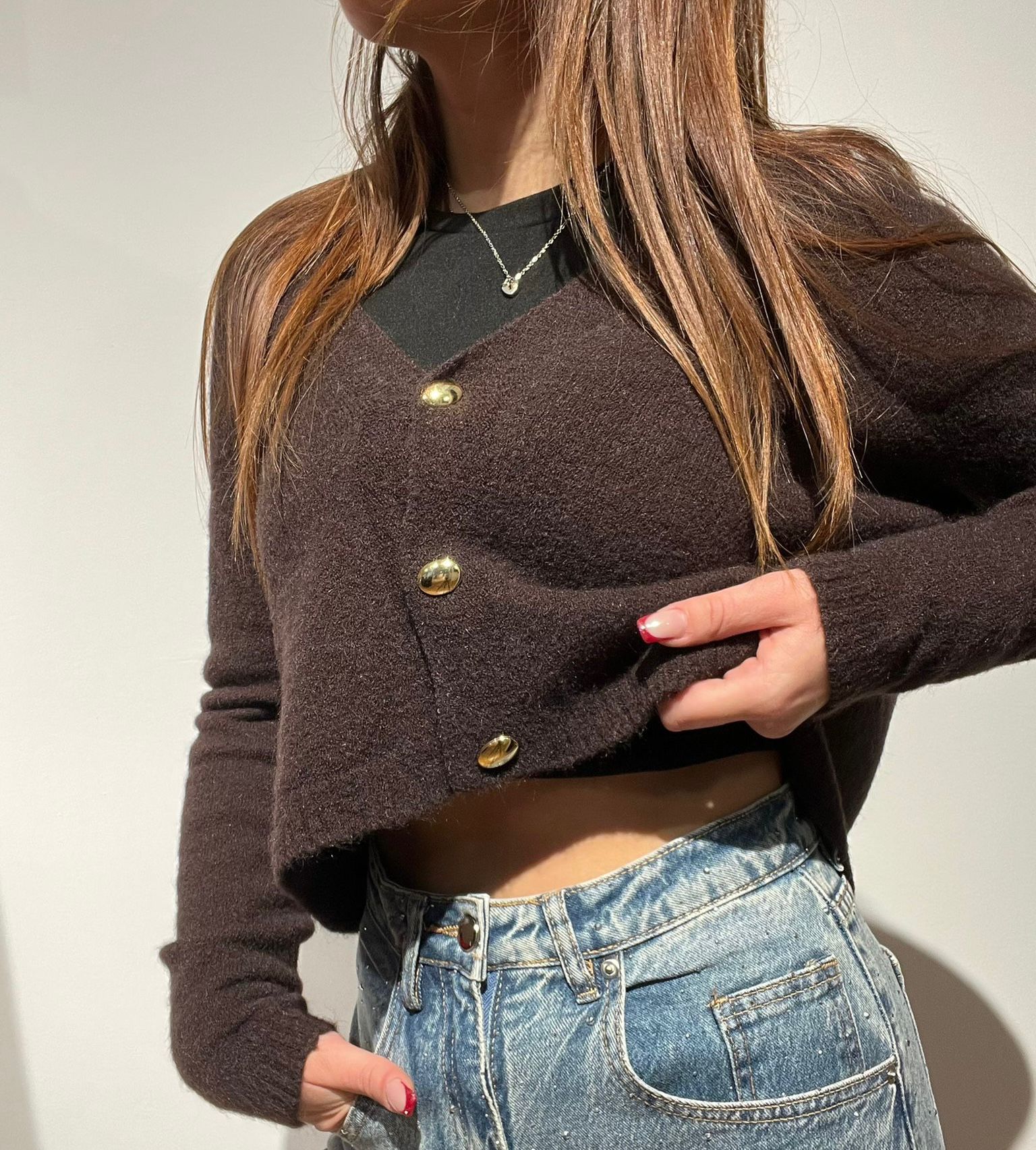 CARDIGAN CROP CIOCCOLATO