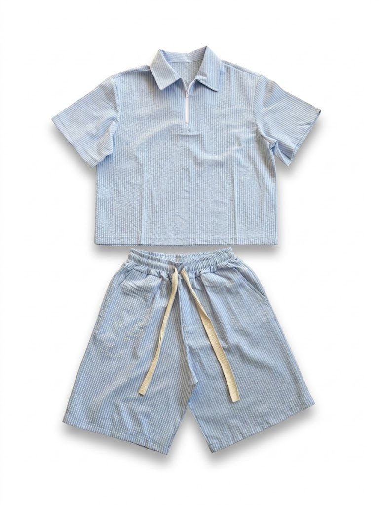 Coordinato a Costine Zip Azzurro