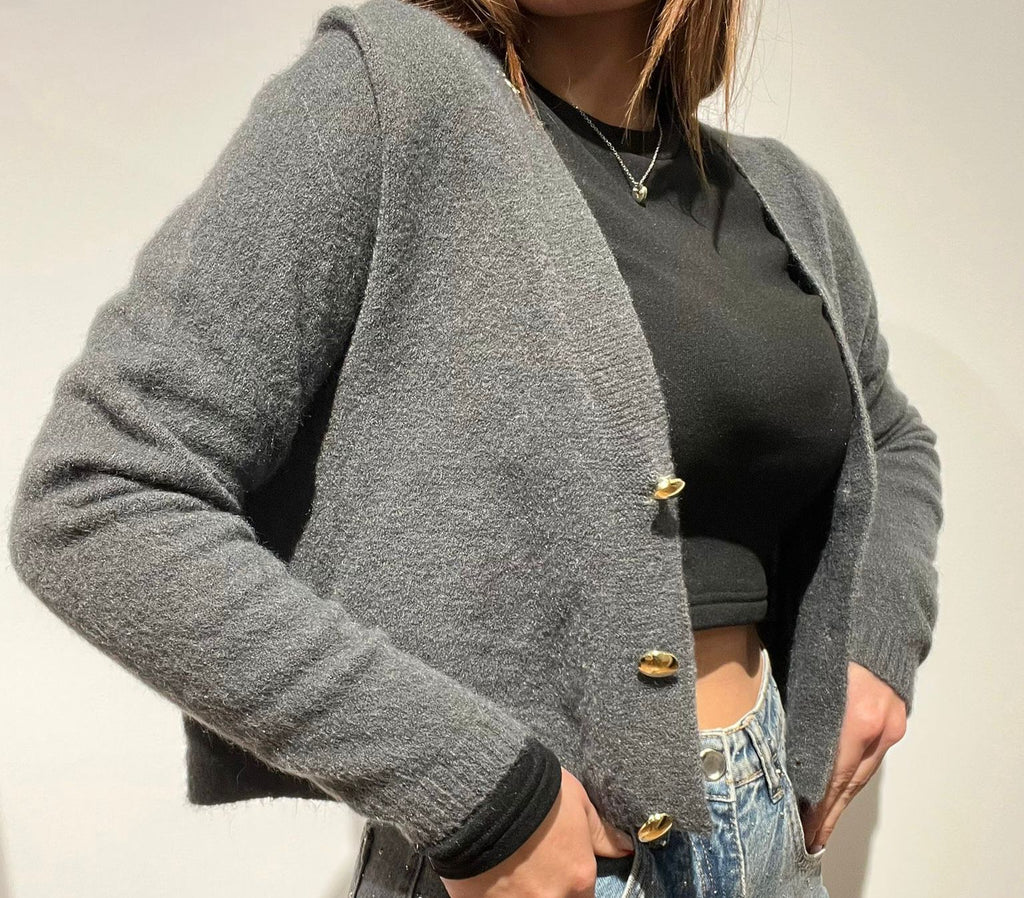 CARDIGAN CROP GRIGIO