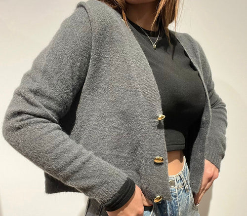CARDIGAN CROP GRIGIO