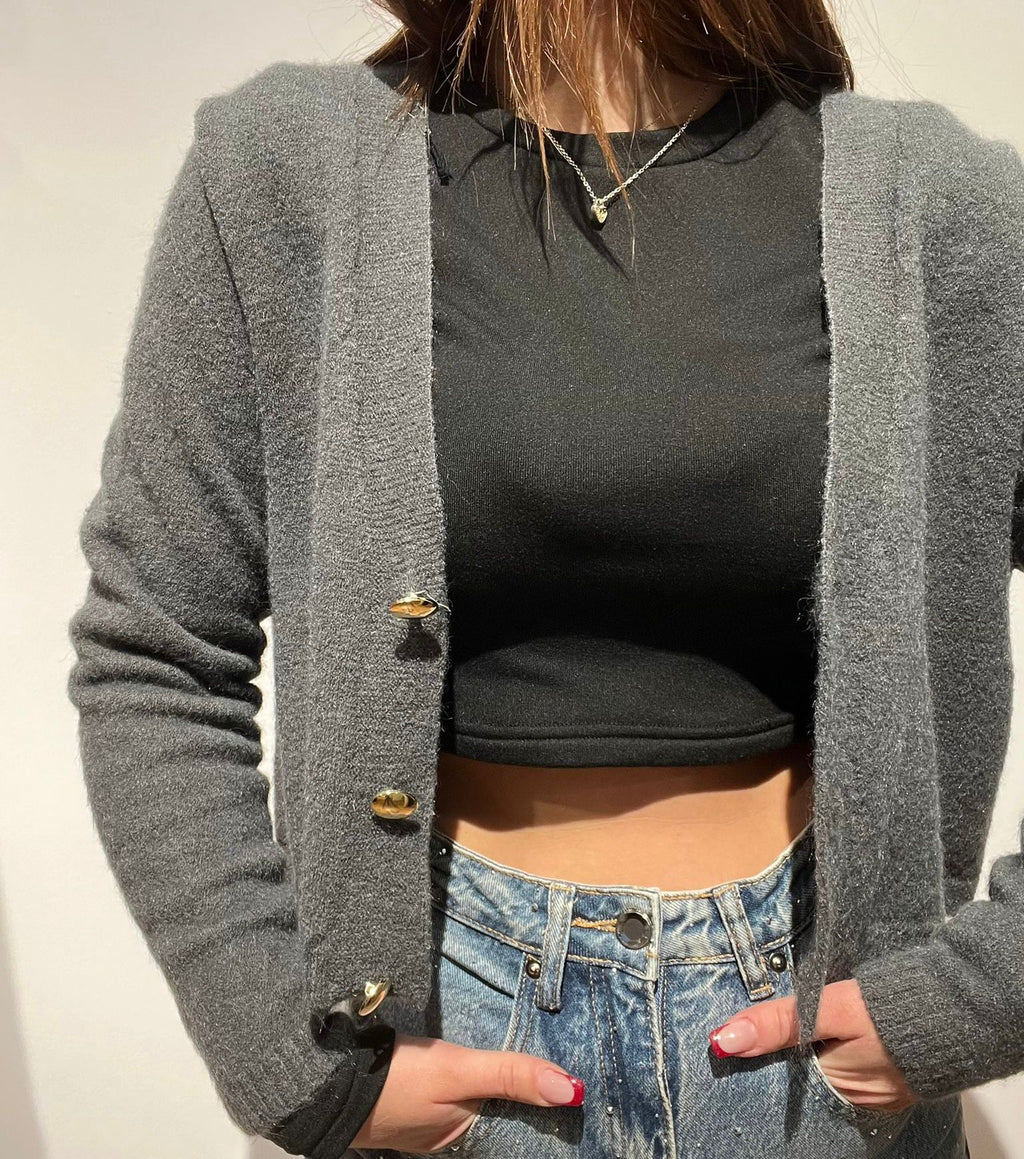 CARDIGAN CROP GRIGIO