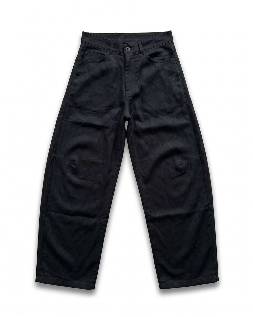 Pantalone in Lino Fondo Ampio Nero