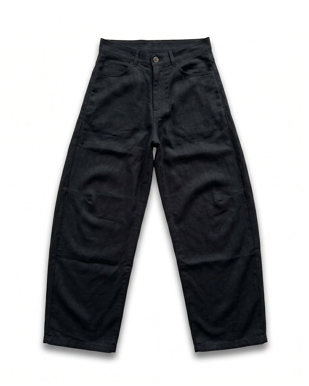 Pantalone in Lino Fondo Ampio Nero