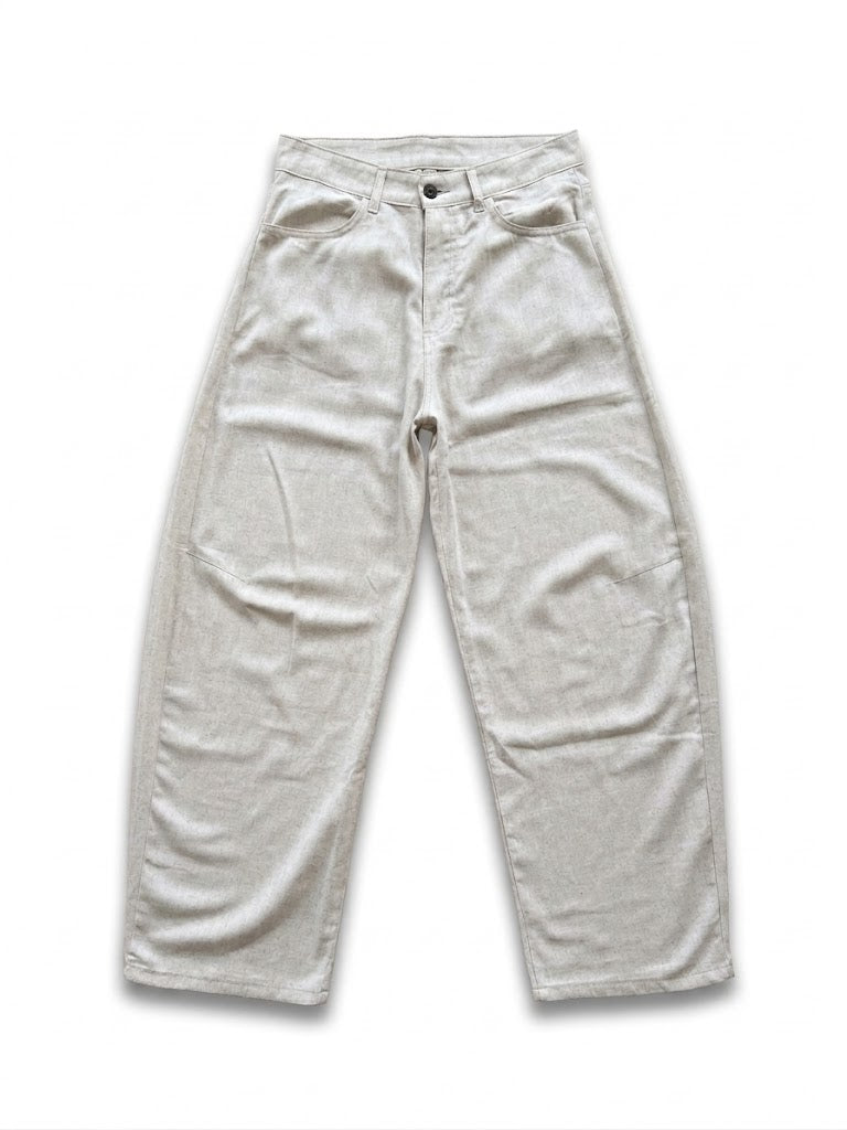 Pantalone in Lino Fondo Ampio Beige