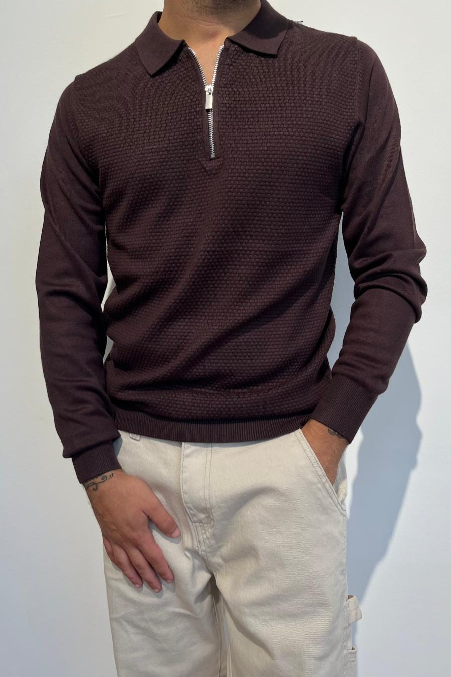 MAGLIONCINO ZIP TRAPUNTATO