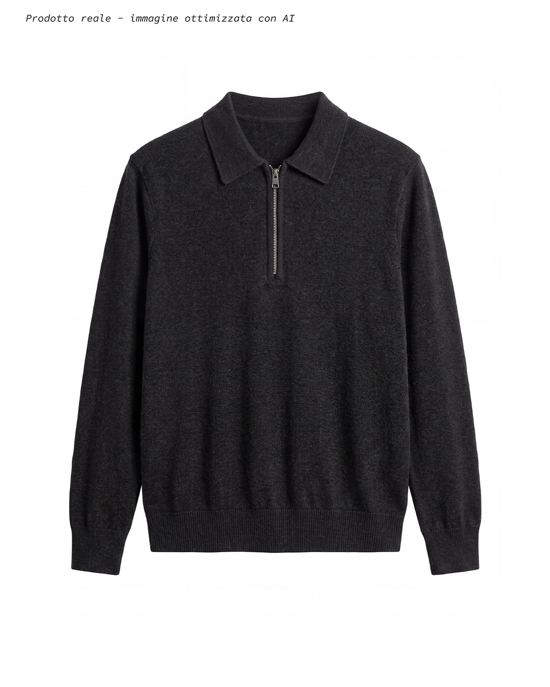 Maglioncino Leggero Zip Nero