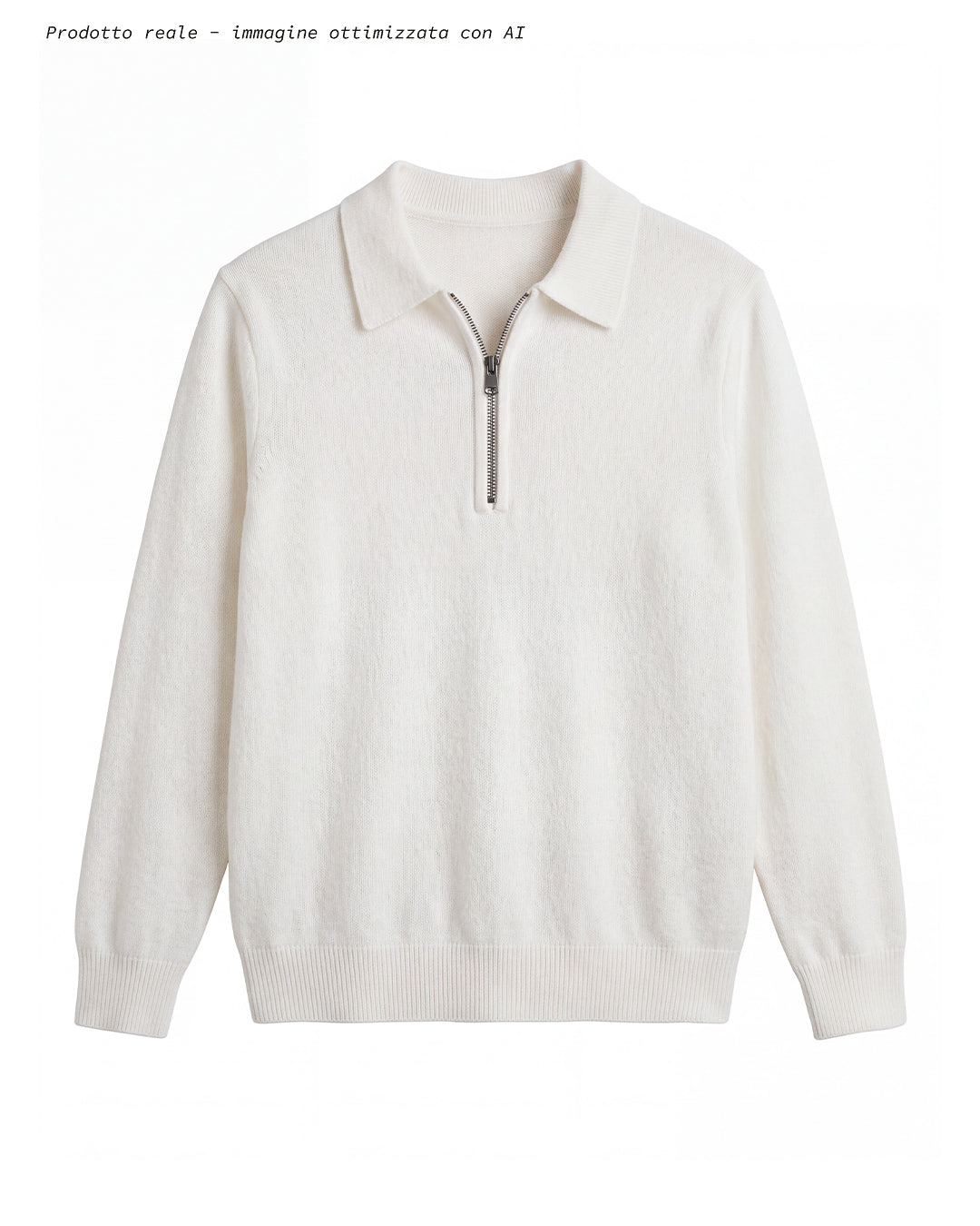 Maglioncino Leggero Zip Bianco