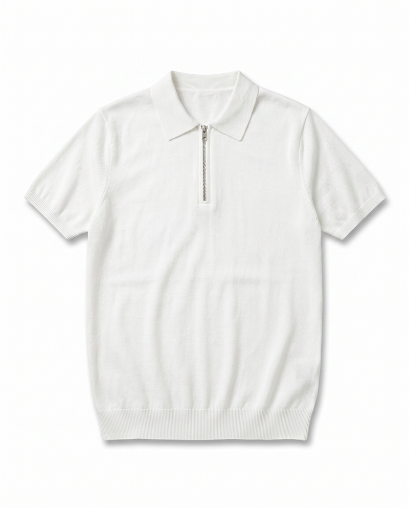 T-SHIRT FILO POLO ZIP BIANCO