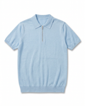 T-SHIRT FILO POLO ZIP AZZURRO