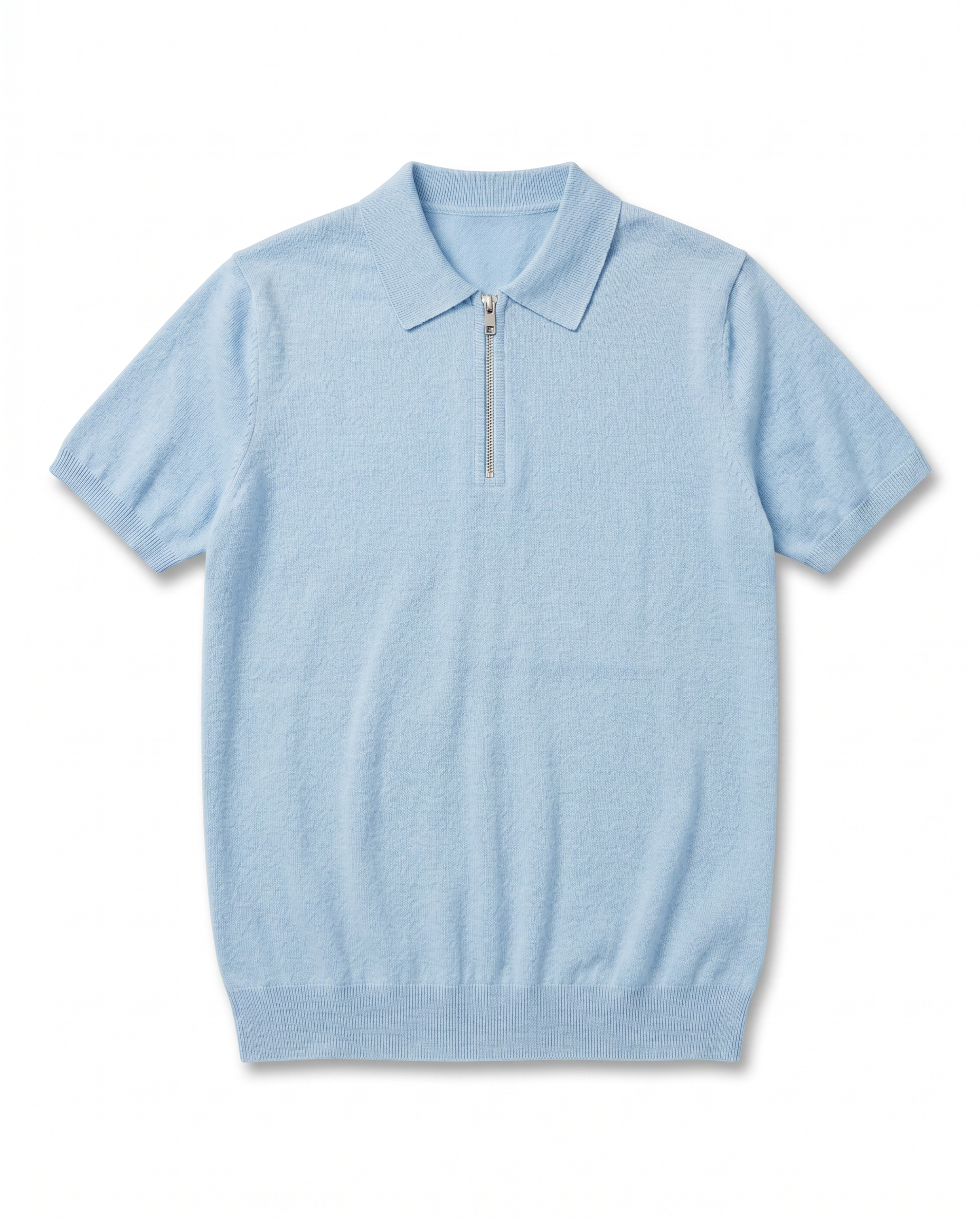 T-SHIRT FILO POLO ZIP AZZURRO