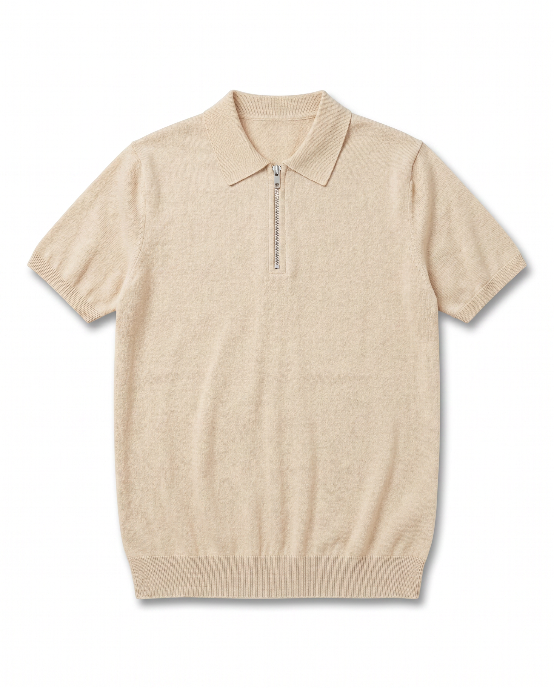T-SHIRT FILO POLO ZIP BEIGE
