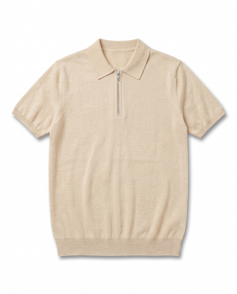 T-SHIRT FILO POLO ZIP BEIGE